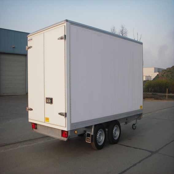 Gesloten plateauaanhangwagen dubbelas geremd 2000kg-3mx1m80x180